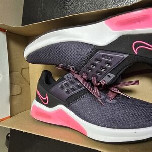 Nike Black and Pink Sneakers with Breathable Mesh